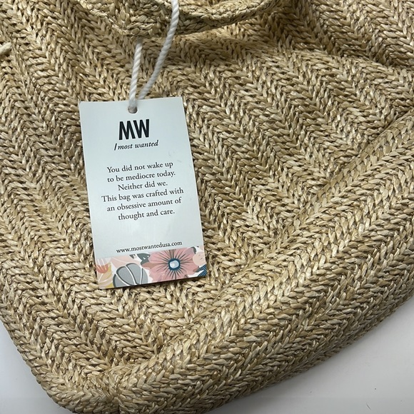 NWT Most Wanted Straw Drawstring Crossbody Bucket Bag - Picture 5 of 7